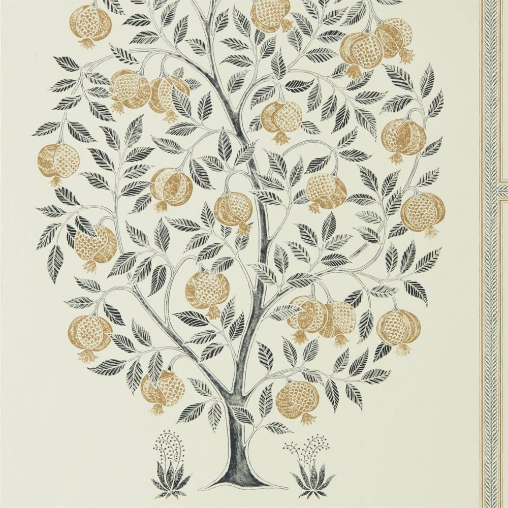 Englische Landhaustapete Anaar Tree Charcoal Gold Von Sanderson Arte