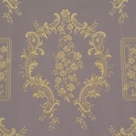 Detailansicht des Stoffes GAVET, Farbton BEIGE ON AMETHYST (florale Ornamente im Rokokostil)