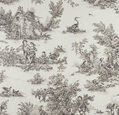 Toile de Jouy Stoff im Landhausstil in Schwarz